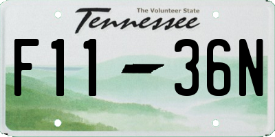 TN license plate F1136N