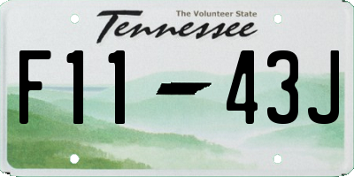 TN license plate F1143J