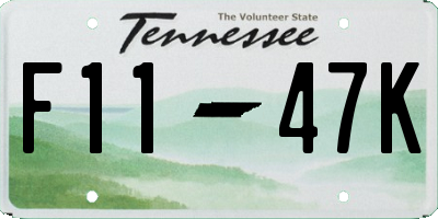 TN license plate F1147K