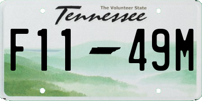 TN license plate F1149M
