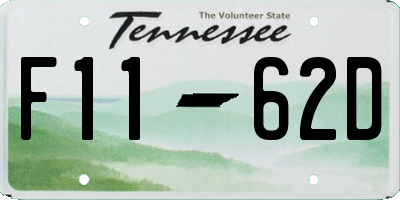 TN license plate F1162D