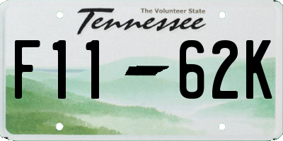 TN license plate F1162K
