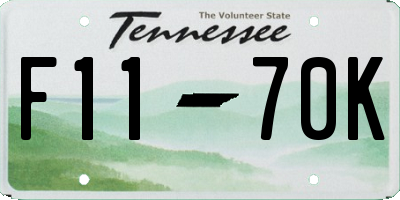 TN license plate F1170K