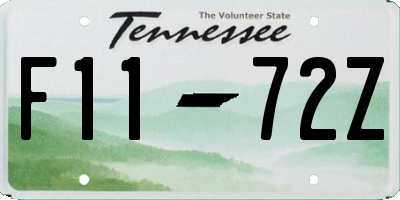 TN license plate F1172Z