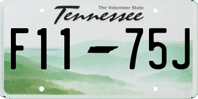 TN license plate F1175J