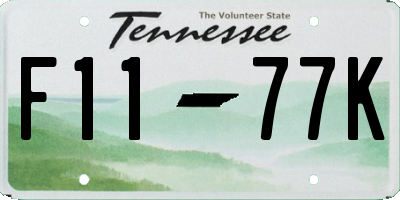 TN license plate F1177K