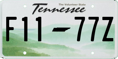 TN license plate F1177Z