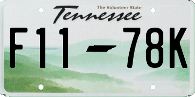 TN license plate F1178K