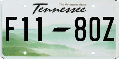 TN license plate F1180Z