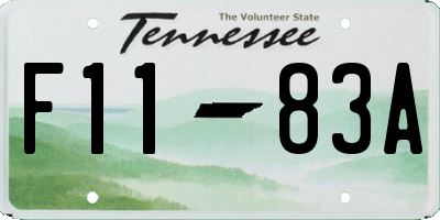 TN license plate F1183A