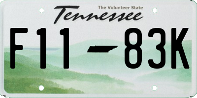 TN license plate F1183K
