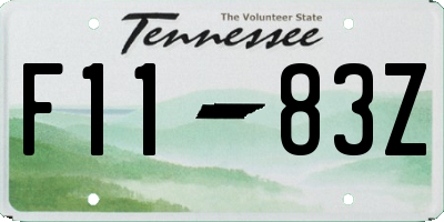 TN license plate F1183Z