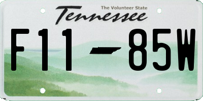 TN license plate F1185W