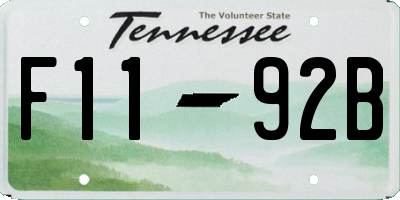 TN license plate F1192B