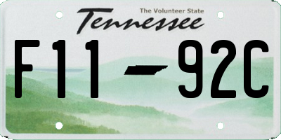 TN license plate F1192C