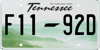 TN license plate F1192D