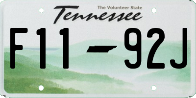 TN license plate F1192J