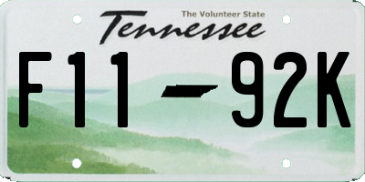 TN license plate F1192K