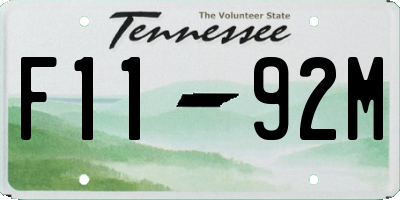 TN license plate F1192M