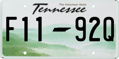 TN license plate F1192Q