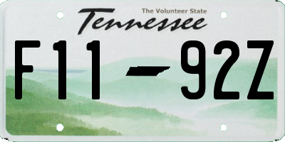 TN license plate F1192Z