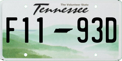 TN license plate F1193D