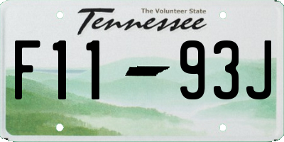 TN license plate F1193J