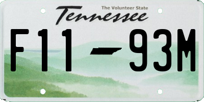 TN license plate F1193M