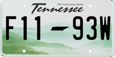 TN license plate F1193W
