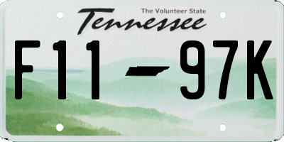 TN license plate F1197K