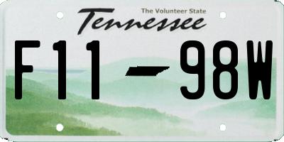 TN license plate F1198W