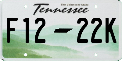 TN license plate F1222K