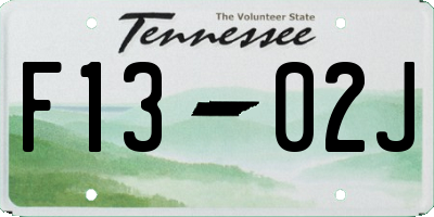 TN license plate F1302J