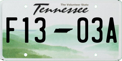 TN license plate F1303A