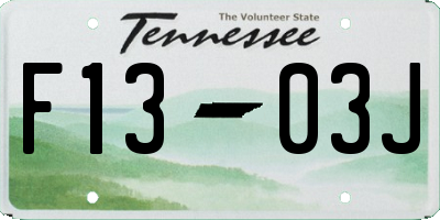 TN license plate F1303J