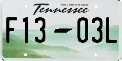 TN license plate F1303L