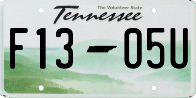 TN license plate F1305U