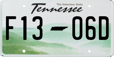 TN license plate F1306D