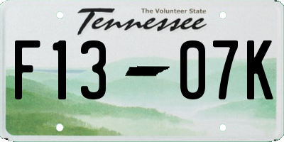TN license plate F1307K