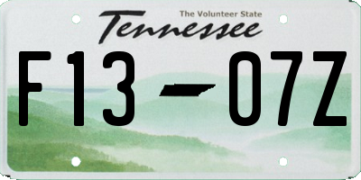 TN license plate F1307Z