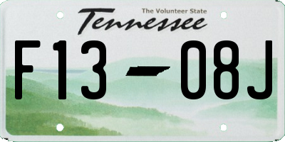 TN license plate F1308J