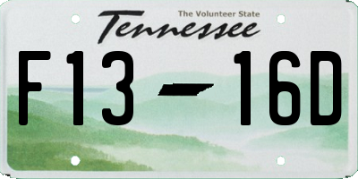 TN license plate F1316D