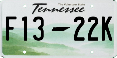 TN license plate F1322K