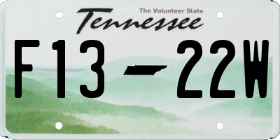 TN license plate F1322W