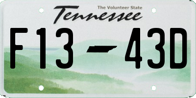 TN license plate F1343D