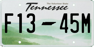 TN license plate F1345M