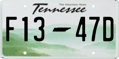 TN license plate F1347D