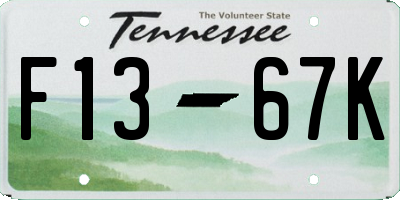 TN license plate F1367K