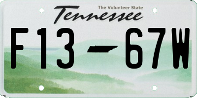 TN license plate F1367W