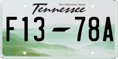TN license plate F1378A